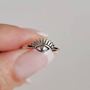 Eye Ring - Sterling Silver Evil Eye Ring - All Seeing Eye Ring, Minimalist